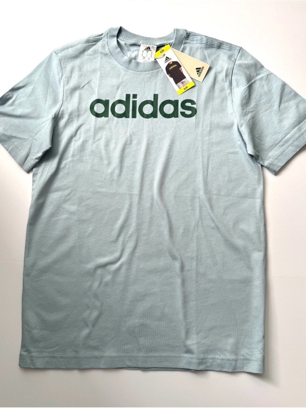 adidas Men’s Pale Blue Tee with Forest Green Logo sz. Small